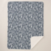 Inky Rounded Lines Patroon | Wit op Blauwgrijs Sherpa Deken (Voorkant)
