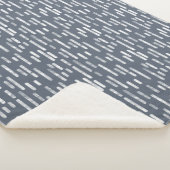 Inky Rounded Lines Patroon | Wit op Blauwgrijs Sherpa Deken (3/4)
