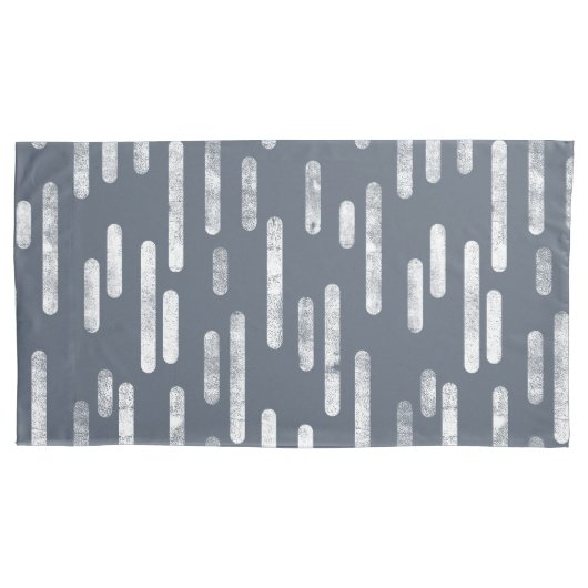 Inky Roundlines Pattern | Blauwgrijs en wit Kussensloop (Voorkant-Links)