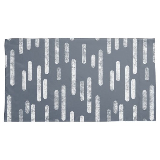 Inky Roundlines Pattern | Blauwgrijs en wit Kussensloop (Voorkant-Rechts)