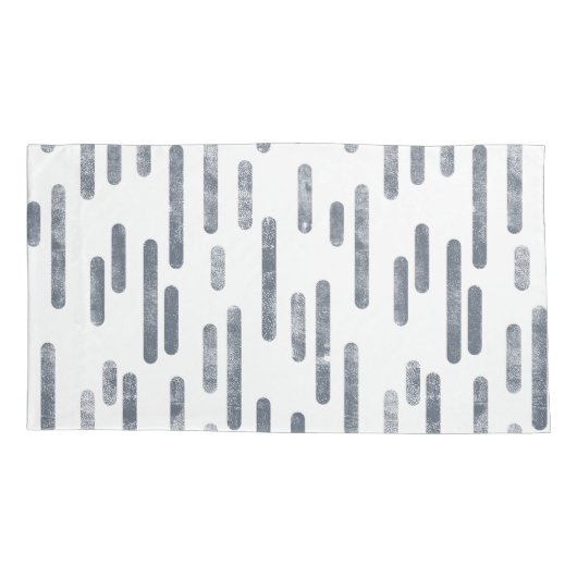 Inky Roundlines Pattern | Blauwgrijs en wit Kussensloop (Achterkant-Links)