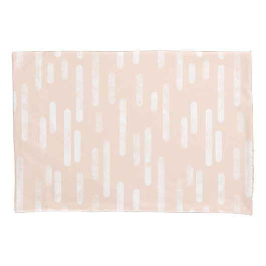 Inky Roundlines Pattern | Bleke perzik en wit Kussensloop (Voorkant-Links)