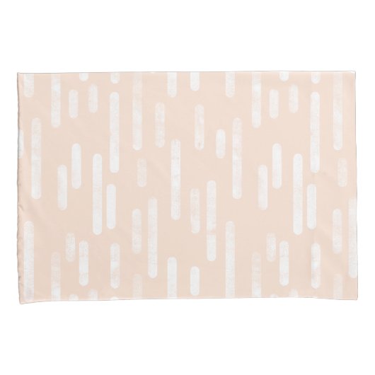 Inky Roundlines Pattern | Bleke perzik en wit Kussensloop (Voorkant-Rechts)