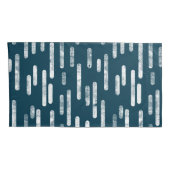 Inky Roundlines Pattern | Donkerblauw-groen/wit Kussensloop (Achterkant-Rechts)