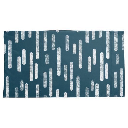 Inky Roundlines Pattern | Donkerblauw-groen/wit Kussensloop (Voorkant-Rechts)