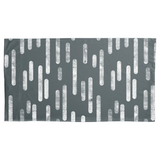 Inky Roundlines Pattern | Donkergrijs-groen/wit Kussensloop (Voorkant-Links)