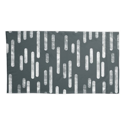 Inky Roundlines Pattern | Donkergrijs-groen/wit Kussensloop (Achterkant-Rechts)