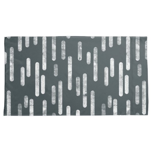 Inky Roundlines Pattern | Donkergrijs-groen/wit Kussensloop (Voorkant-Rechts)