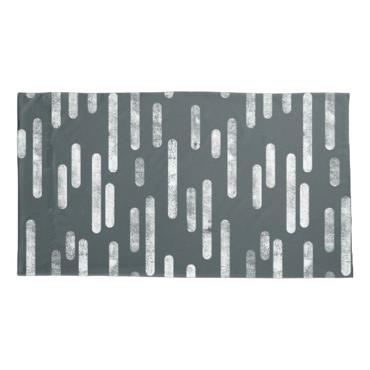 Inky Roundlines Pattern | Donkergrijs-groen/wit Kussensloop (Achterkant-Links)