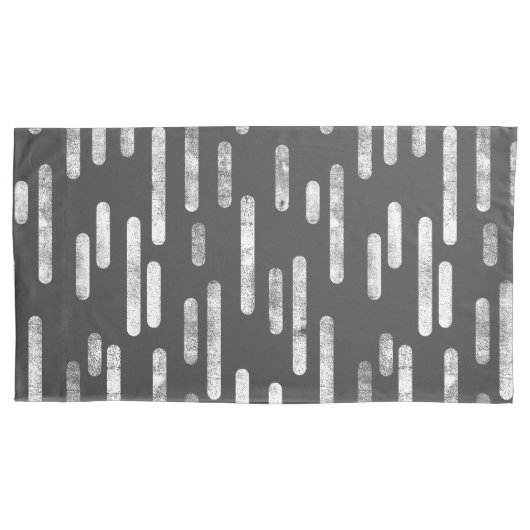 Inky Roundlines Pattern | Grafiet en wit Kussensloop (Voorkant-Links)