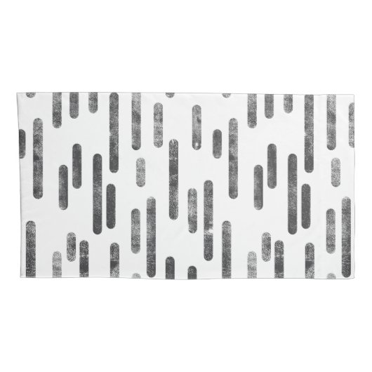 Inky Roundlines Pattern | Grafiet en wit Kussensloop (Achterkant-Rechts)