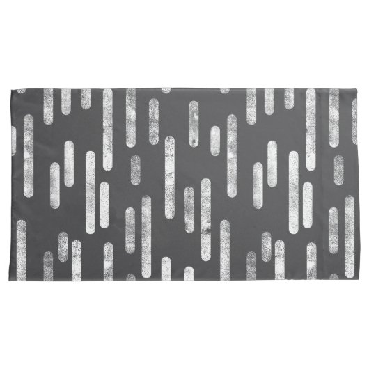 Inky Roundlines Pattern | Grafiet en wit Kussensloop (Voorkant-Rechts)