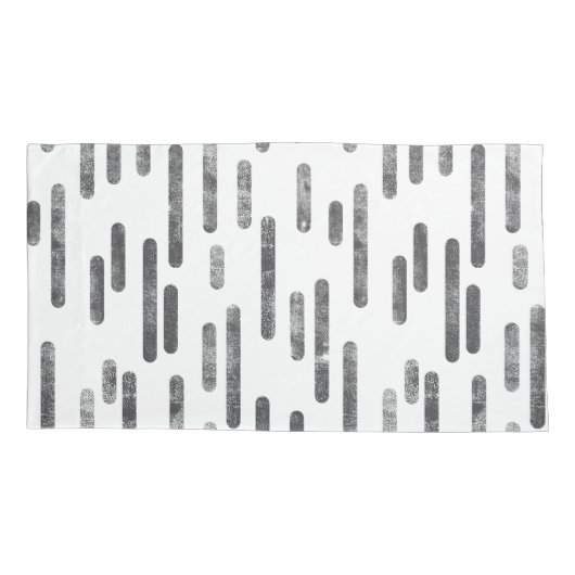 Inky Roundlines Pattern | Grafiet en wit Kussensloop (Achterkant-Links)