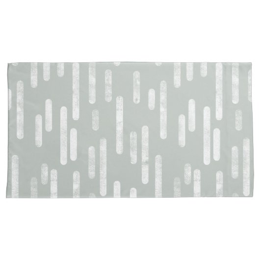 Inky Roundlines Pattern | Grijs Groen en Wit Kussensloop (Voorkant-Rechts)