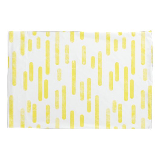 Inky Roundlines Pattern | Helder geel + wit Kussensloop (Achterkant-Links)