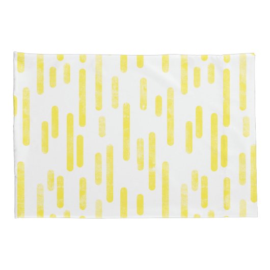 Inky Roundlines Pattern | Helder geel + wit Kussensloop (Achterkant-Rechts)