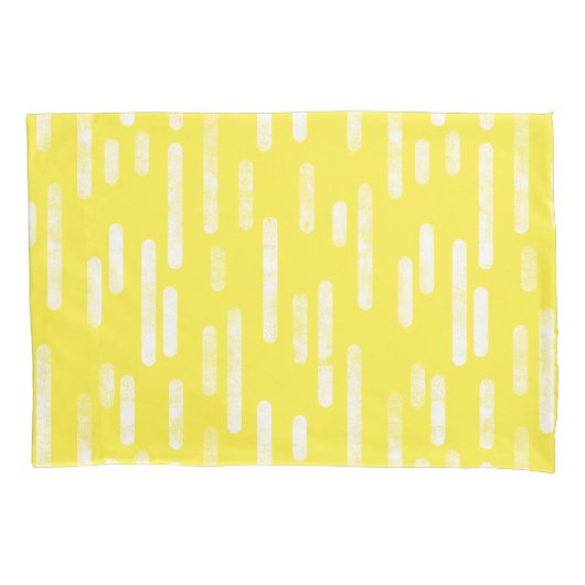 Inky Roundlines Pattern | Helder geel + wit Kussensloop (Voorkant-Links)