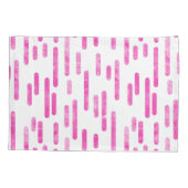 Inky Roundlines Pattern | Helder roze en wit Kussensloop (Achterkant-Links)