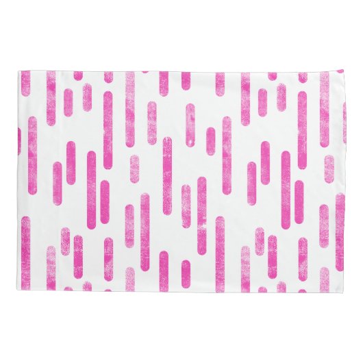 Inky Roundlines Pattern | Helder roze en wit Kussensloop (Achterkant-Links)