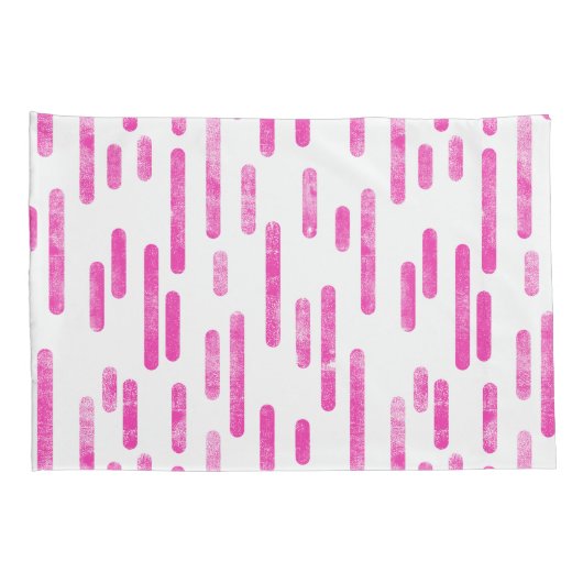 Inky Roundlines Pattern | Helder roze en wit Kussensloop (Achterkant-Rechts)