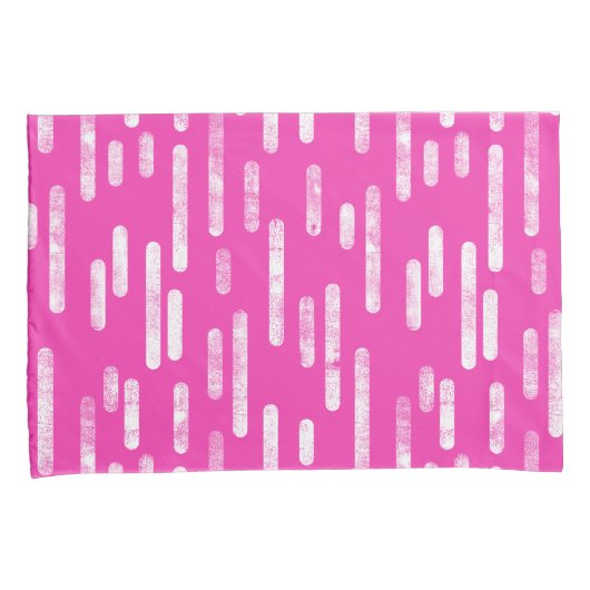 Inky Roundlines Pattern | Helder roze en wit Kussensloop (Voorkant-Rechts)