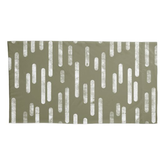 Inky Roundlines Pattern | Olijfgroen en wit Kussensloop (Achterkant-Rechts)