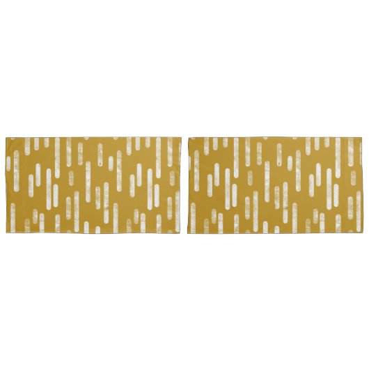 Inky Roundlines Pattern | Oud goud en wit Kussensloop (Voorkant-Set)