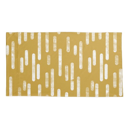 Inky Roundlines Pattern | Oud goud en wit Kussensloop (Achterkant-Links)