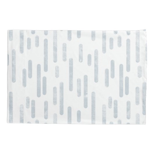 Inky Roundlines Pattern | Stoffig blauw en wit Kussensloop (Achterkant-Links)