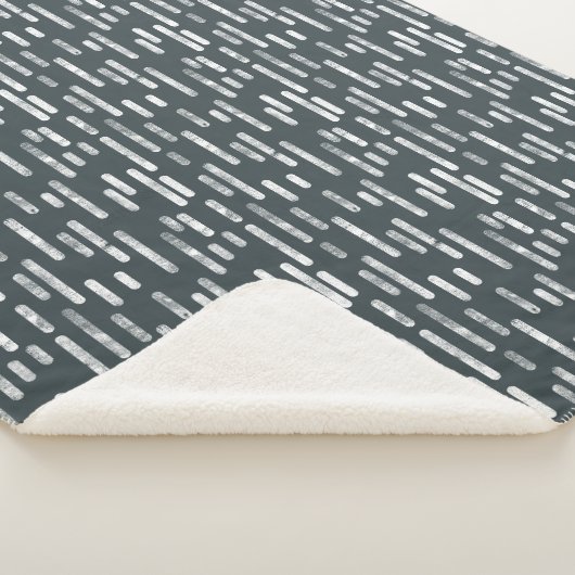 Inky Roundlines Pattern | Wit/donkergrijs-groen Sherpa Deken (3/4)