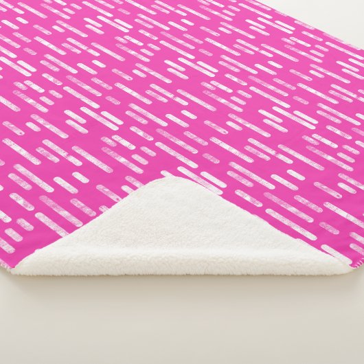 Inky Roundlines Pattern | Wit/helder roze Sherpa Deken (3/4)