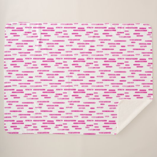 Inky Roundlines Pattern | Wit/helder roze Sherpa Deken (Voorkant (horizontaal))