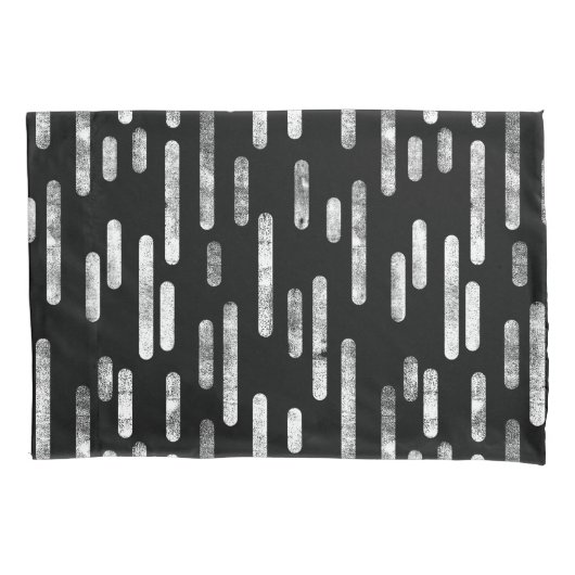 Inky Roundlines Pattern | Zwart-Wit Kussensloop (Voorkant-Links)