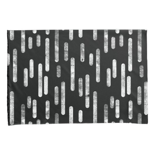 Inky Roundlines Pattern | Zwart-Wit Kussensloop (Voorkant-Rechts)