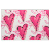 Inky Roze Waterverf Harten Stof (Fat Quarter)