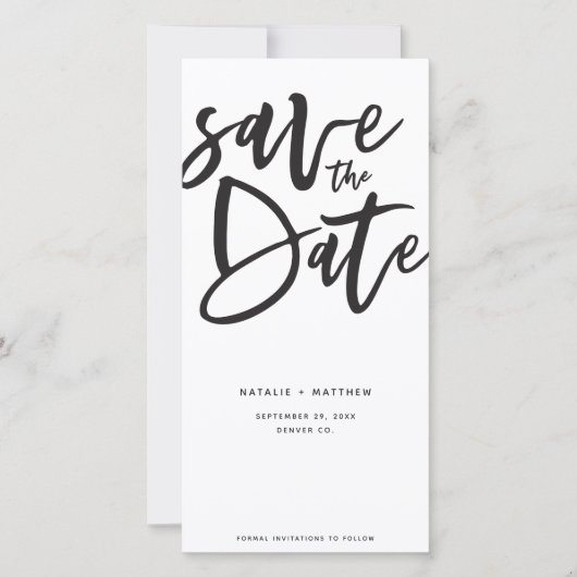 Inky script slaat de datum op save the date (Voorkant)