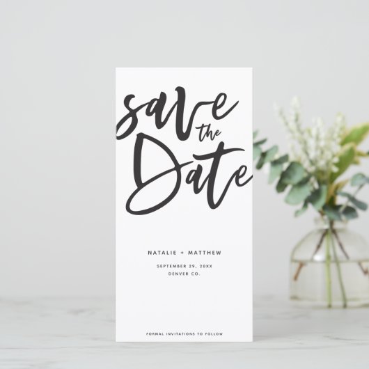 Inky script slaat de datum op save the date (Staand voorkant)