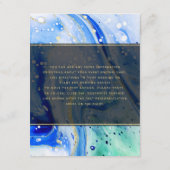 Inky Splash Blauw Marmer en Gouden folie Details Informatiekaartje (Achterkant)