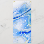 Inky Splash Blauw Marmer met Gouden folie Diner Menu (Achterkant)