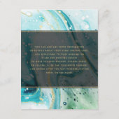 Inky Splash Blauwgroen marmer en goudfolie Details Informatiekaartje (Achterkant)