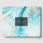 Inky Splash Blauwgroen marmer met Gold foil Weddin Gastenboek (Achterkant)