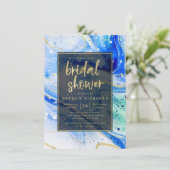 Inky Splash Blue Marble met Gold Vrijgezellenfeest Kaart (Staand voorkant)