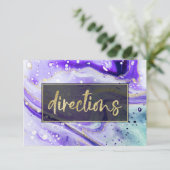 Inky Splash Paarse Marmer en Gouden folie Routebes Informatiekaartje (Staand voorkant)