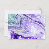Inky Splash Paarse marmer met goudfolie bruiloft RSVP Kaartje (Achterkant)