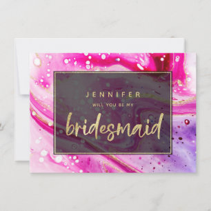 Inky Splash Pink Marble Gold Bridesmaid Voorstel