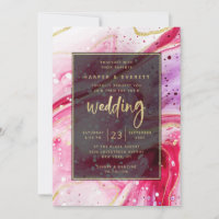 Inky Splash Red Marble met Gold foil Wedding