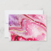 Inky Splash Red Marble met Gold foil Wedding RSVP Kaartje (Achterkant)