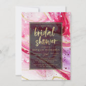 Inky Splash Rood Marmer met Goud Vrijgezellenfeest Kaart (Voorkant)