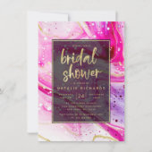 Inky Splash Roze Marmer met Goud Vrijgezellenfeest Kaart (Voorkant)