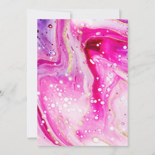 Inky Splash Roze Marmer met Gouden folie Bruiloft Kaart (Achterkant)